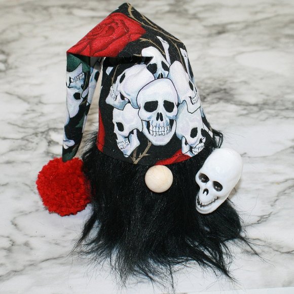 Hand Crafted Other - HAND CRAFTED Gnome Black Skulls and Roses Skeleton Air Freshener Cover Decor